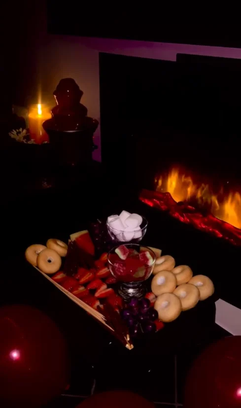 Spa party with chocolate fountain and treats