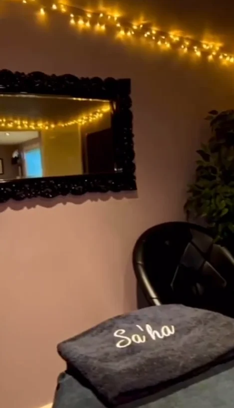 Sa'ha branded towel and mirror